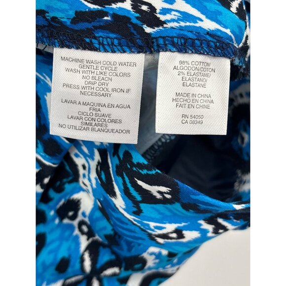 Jones New York Signature Tribal Print Crop Stretch Pant Blue Black Size 8 NEW - Picture 6 of 6